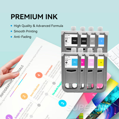 Compatible Canon PFI-1700 8PCS Combo Ink Cartridge By Superink