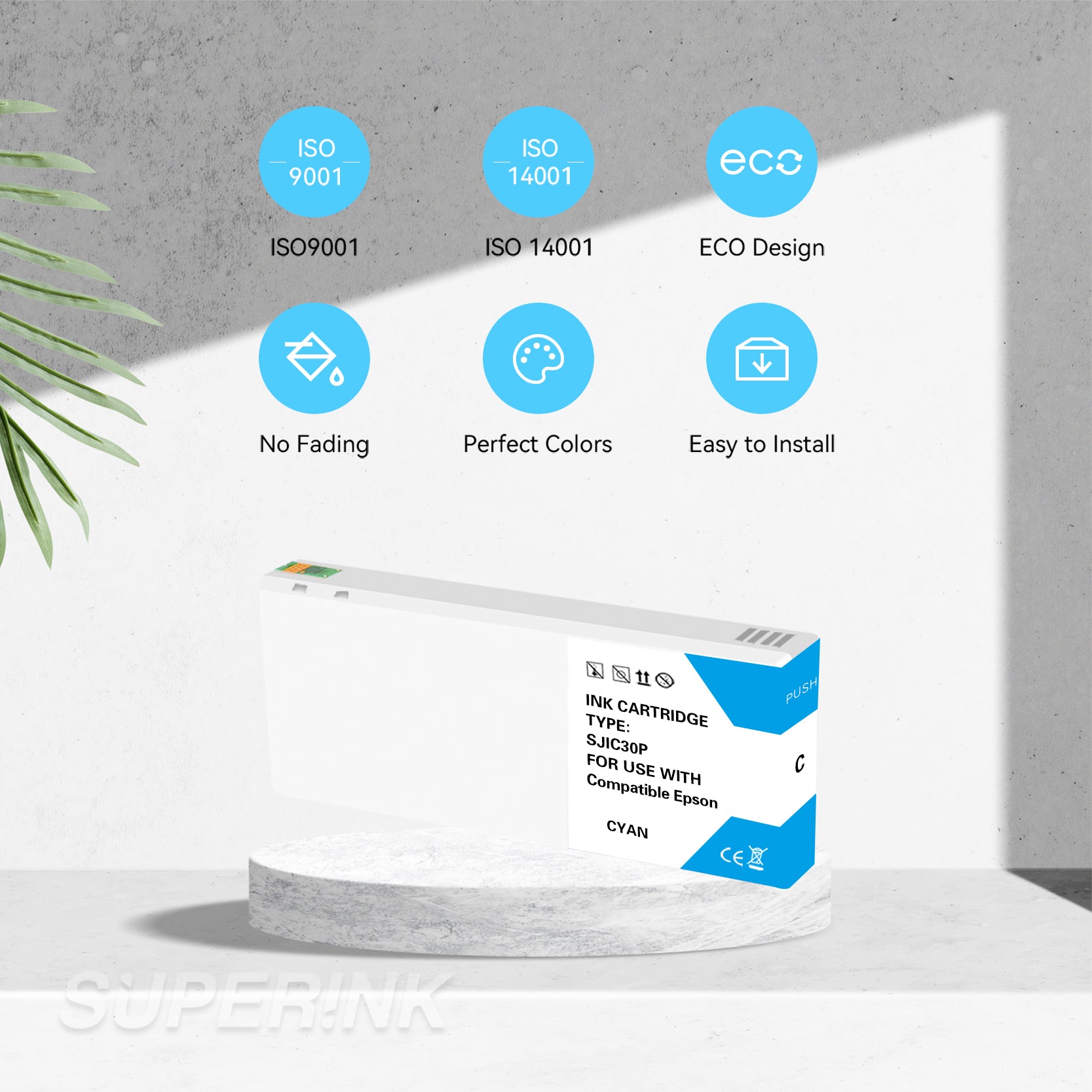 Compatible Epson TM-C7500G SJIC30P Cyan Ink Cartridge by Superink