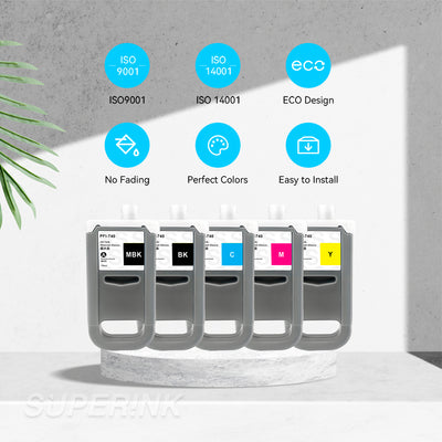 Compatible Canon PFI 740 Combo Ink Cartridge MBK/BK/C/M/Y By Superink