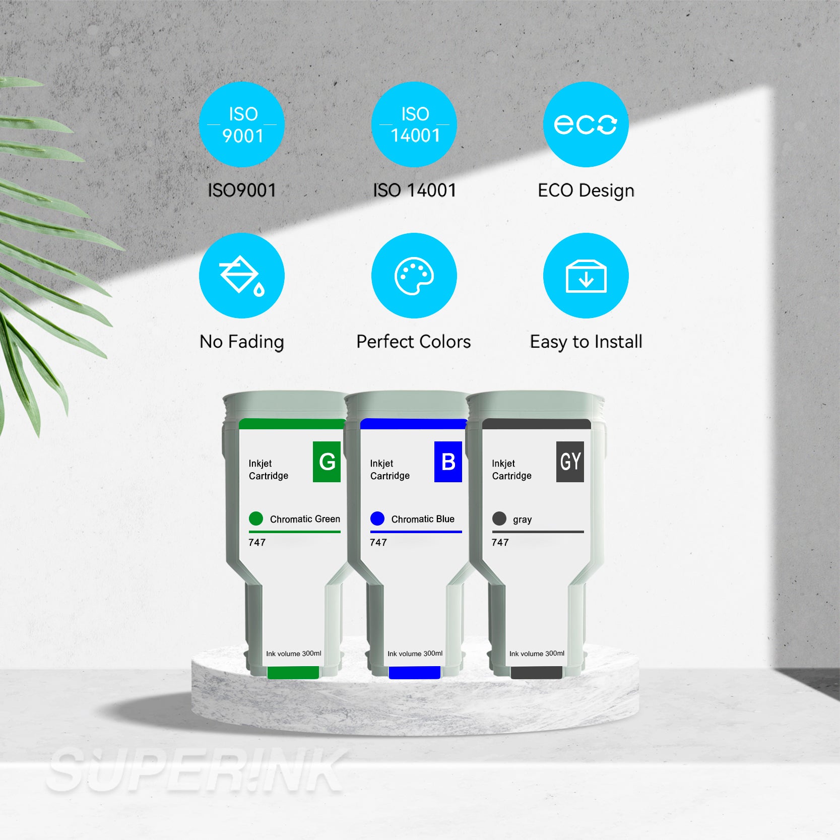 Compatible HP 747 300ML Ink Cartridge Combo CG/CB/G By Superink