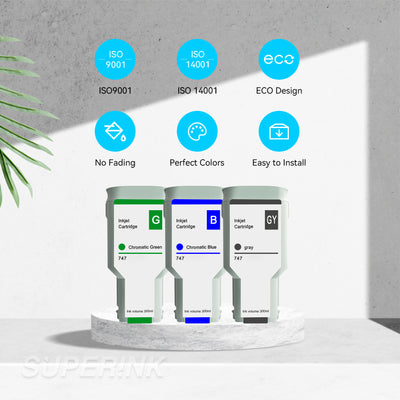 Compatible HP 747 300ML Ink Cartridge Combo CG/CB/G By Superink