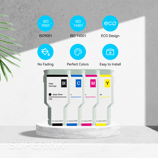 Compatible HP 738 300ML Ink Cartridge Combo BK/C/M/Y - Superink.ca