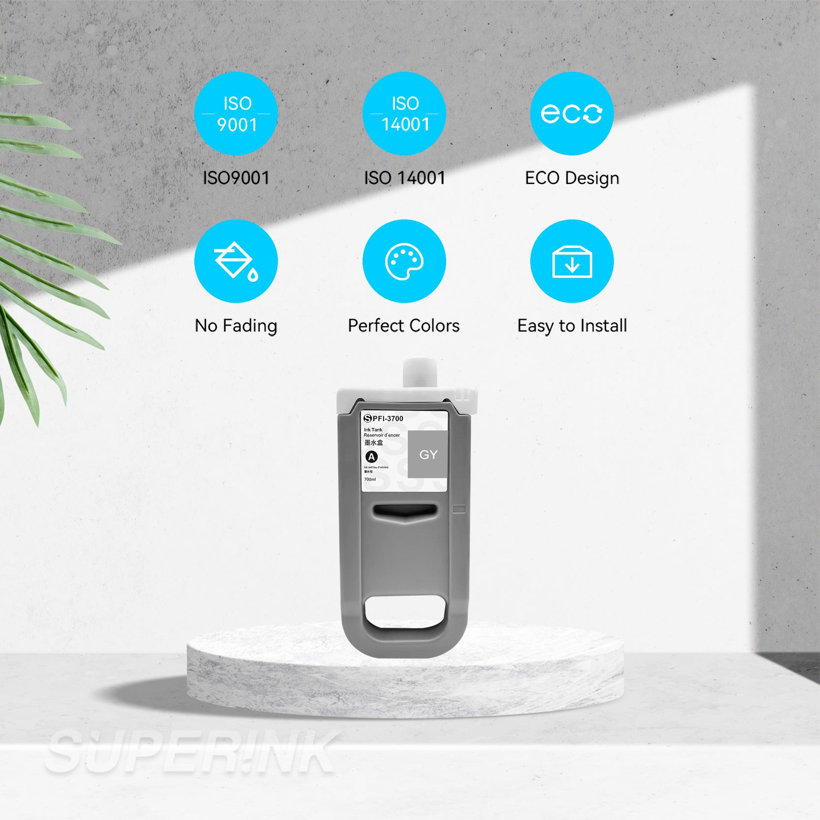 Compatible Canon PFI-3700 PFI-3300 PFI-3100 Grey 700ML Ink Cartridge By Superink