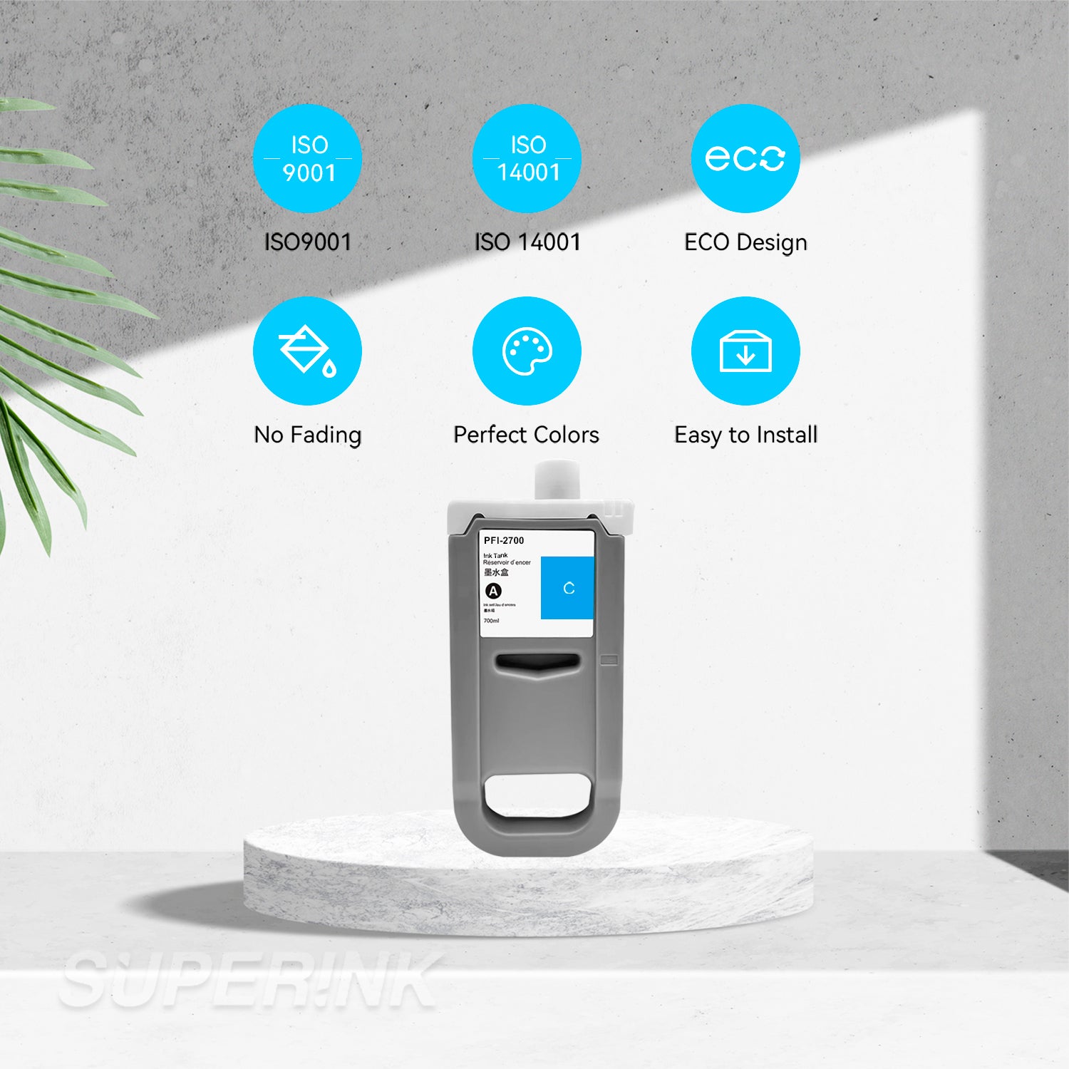 Compatible Canon PFI-2100 PFI-2300 PFI-2700 Cyan Ink Cartridge By Superink