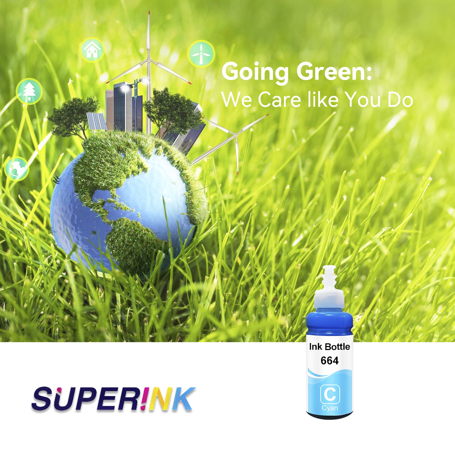 Compatible Epson T664 T664220-S Cyan Ink Bottle