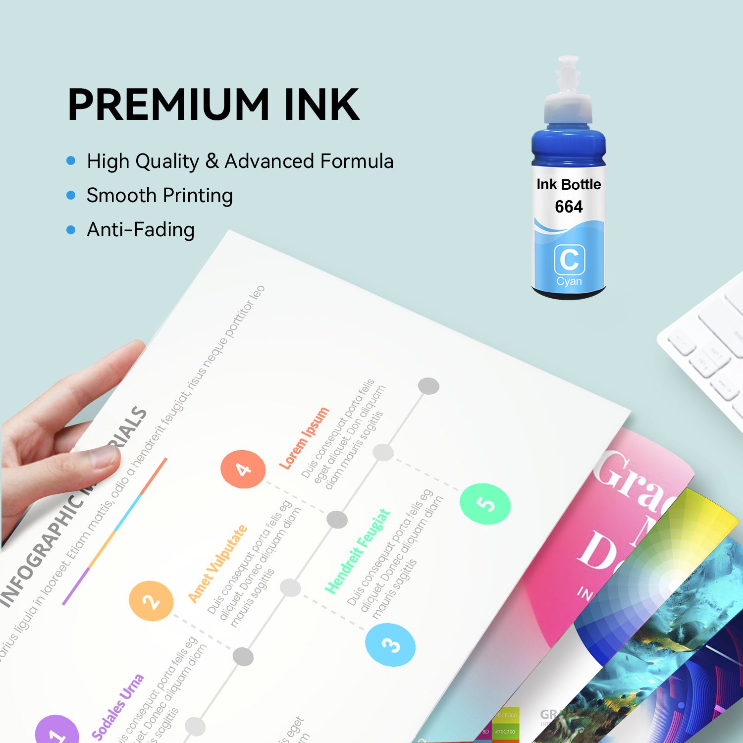 Compatible Epson T664 T664220-S Cyan Ink Bottle