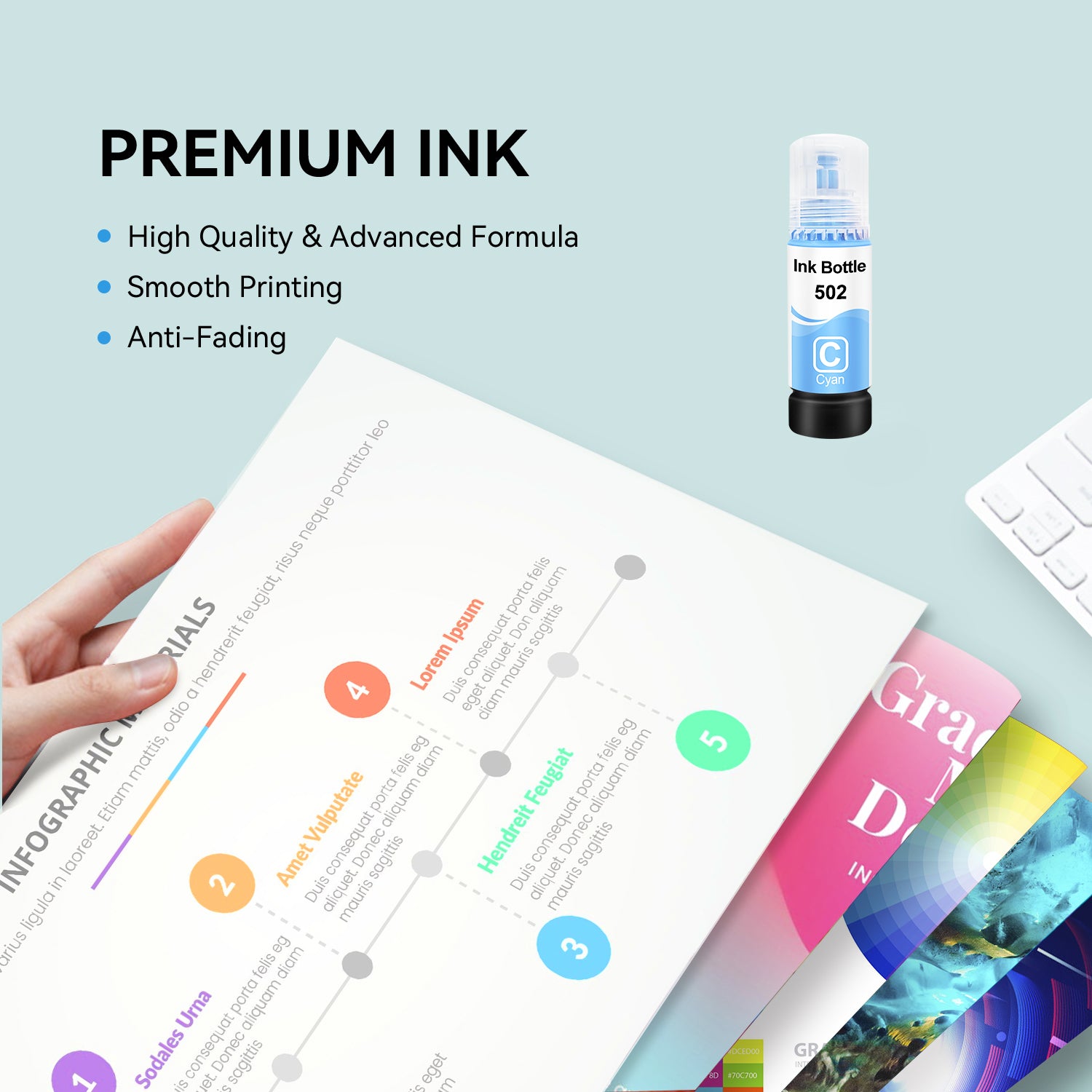 Compatible Epson T502 T502220-S Cyan Ink Bottle