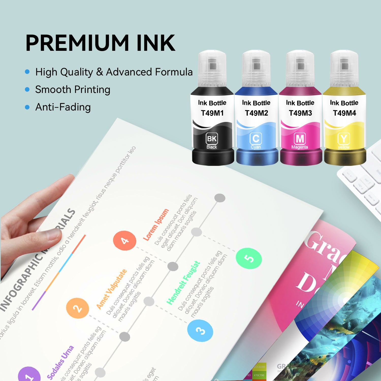 Compatible Epson T49M Set of 4 Ink Bottles BK/C/M/Y by Superink